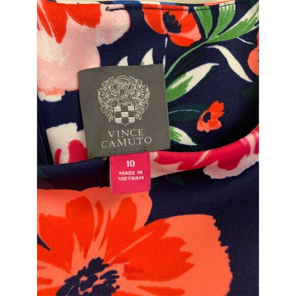 Vince Camuto Women's Size 10 Neon Floral Sleeveless Fit & Flare Dress - Picture 3 of 3